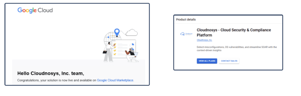 Cloudnosys GCP Marketplace Features