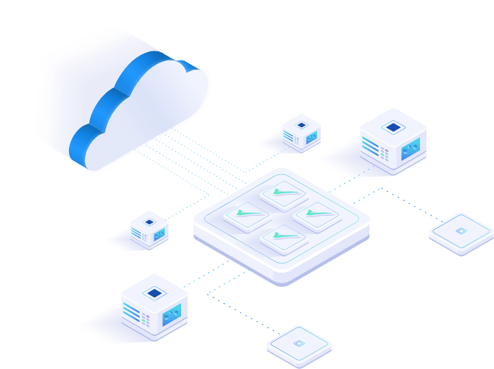 cloud connected with servers